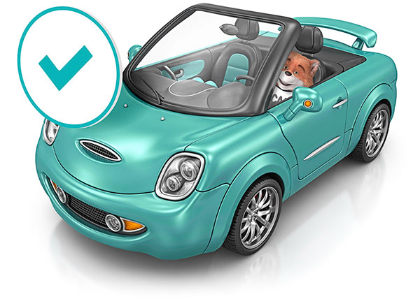Car with checkmark icon