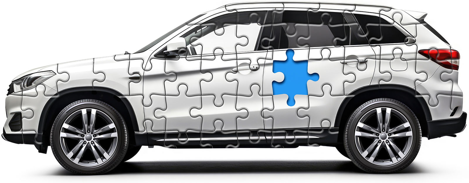 Car with puzzle pieces