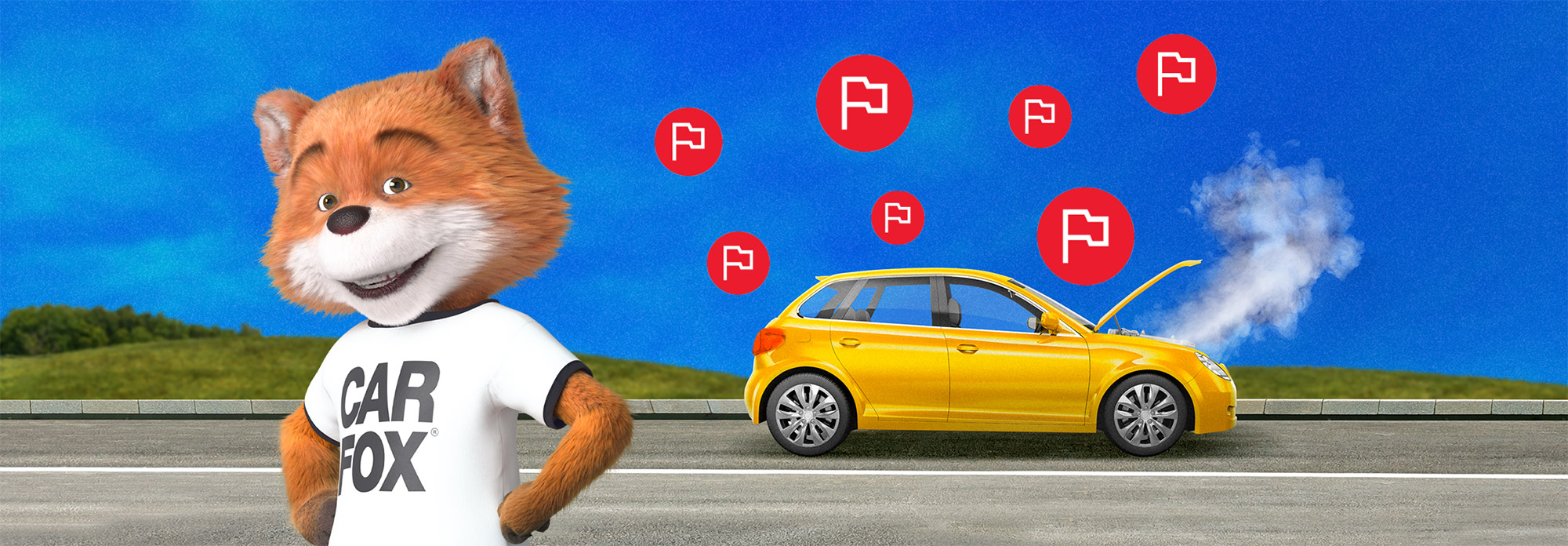 Image with Car Fox and a smoking car