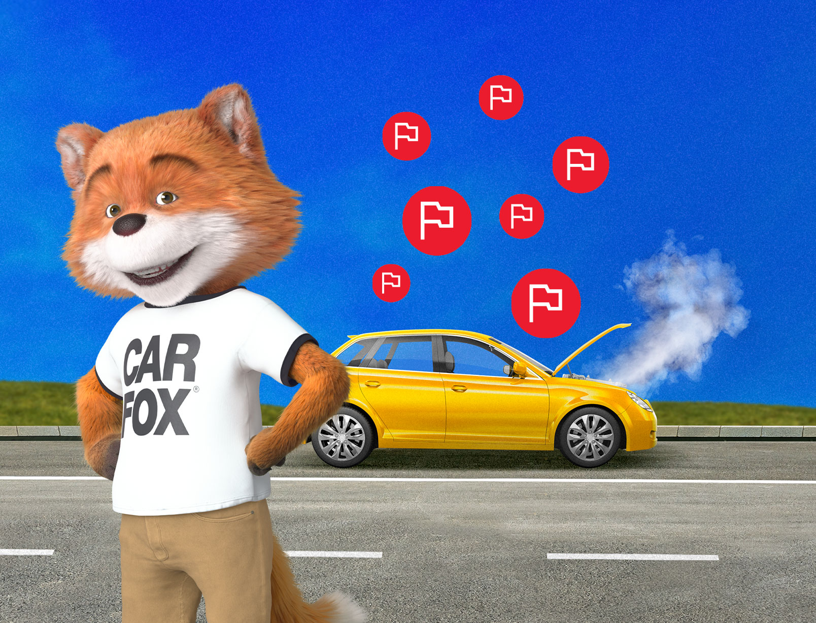 Image with Car Fox and a smoking car