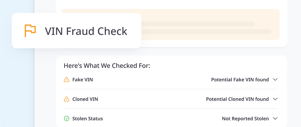 VIN Fraud Monitoring Interface
